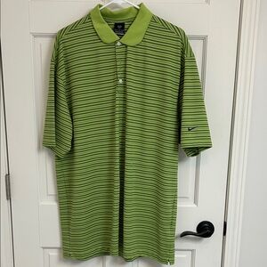 Nike Men’s Lime and Navy Striped Polo